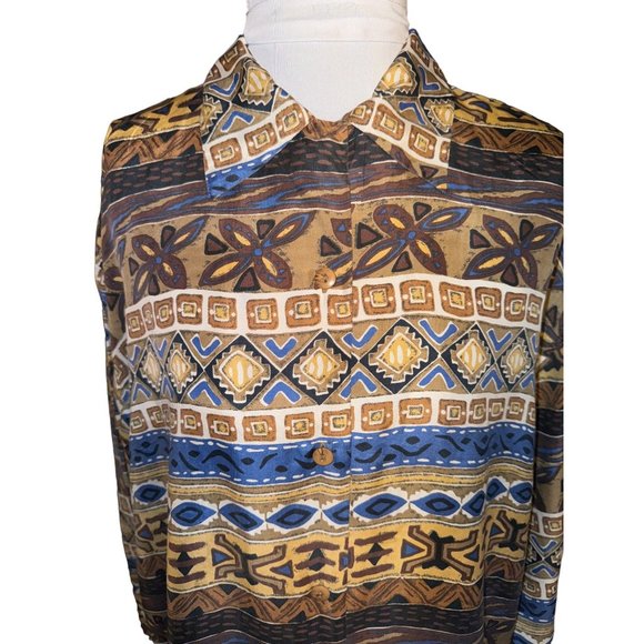 Stunt Collection Button Down Silk Blouse Women Size Medium Vintage - Picture 4 of 10